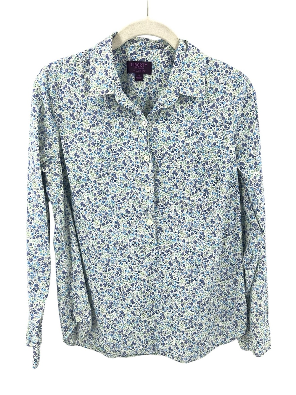 J Crew Liberty Art Fabrics Button Down Shirt Size 4 Long Sleeve Ditsy Floral Top